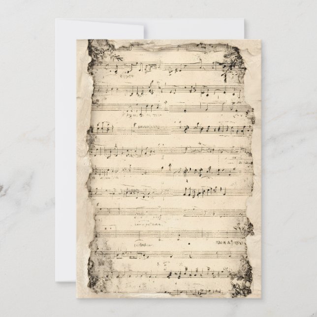 Invitation Notes Musicales Vieillies Fond d'Invitation | Vint (Devant)