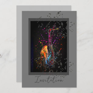 Invitation Notes Saxophones Splash Et Musique