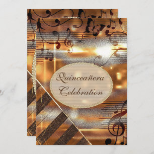 Invitation Notes scintillantes Quinceañera de musique