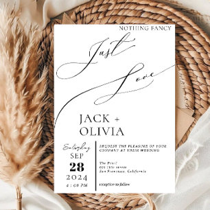 Invitation Nothing Fancy Just Love mariage de calligraphie mo