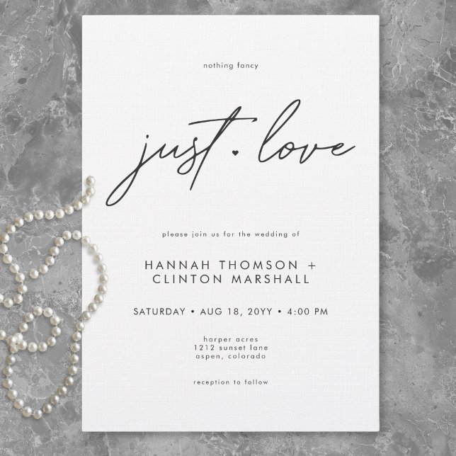 Invitation Nothing Fancy Just Love Minimalist Wedding (Nothing Fancy Just Love Minimalist Wedding Invitation)