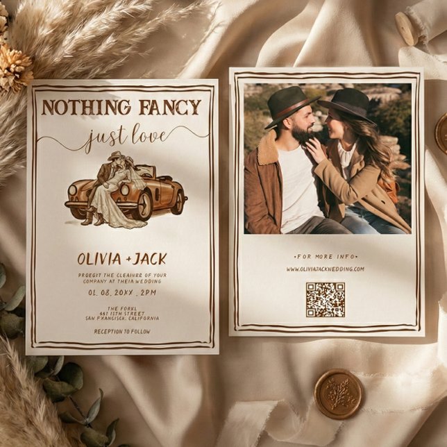 Invitation Nothing Fancy Just Love Photo QR Code Wedding   (Créateur téléchargé)