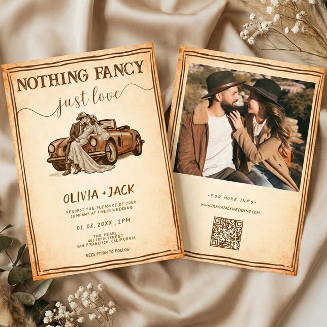 Invitation Nothing Fancy Just Love Photo QR Code Wedding   (Créateur téléchargé)