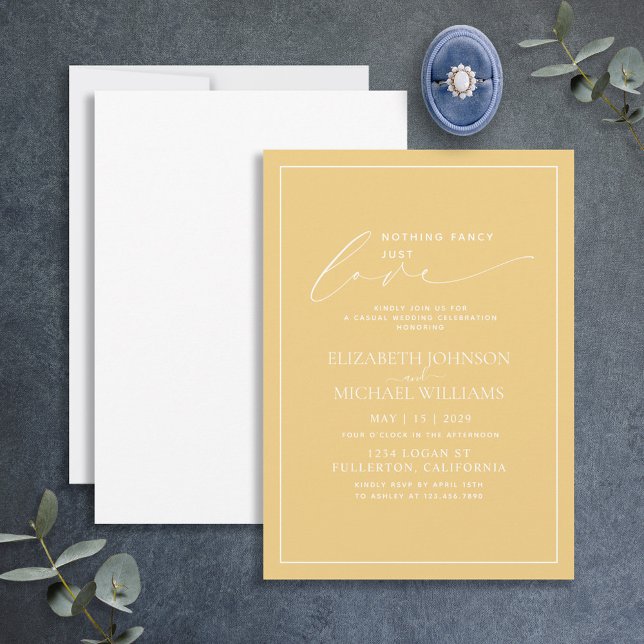 Invitation Nothing Fancy Just Love Sunflower Yellow Wedding (Créateur téléchargé)