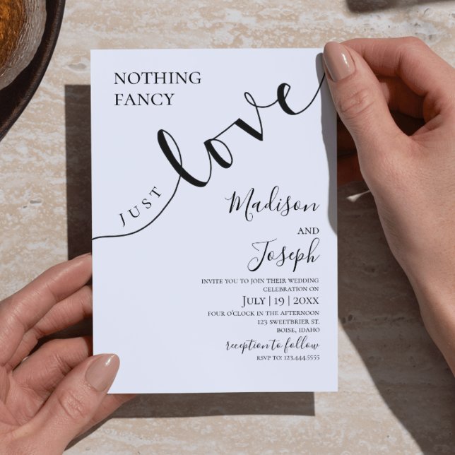 Invitation Nothing Fancy Just Love, Wedding, Script, Simple (Créateur téléchargé)