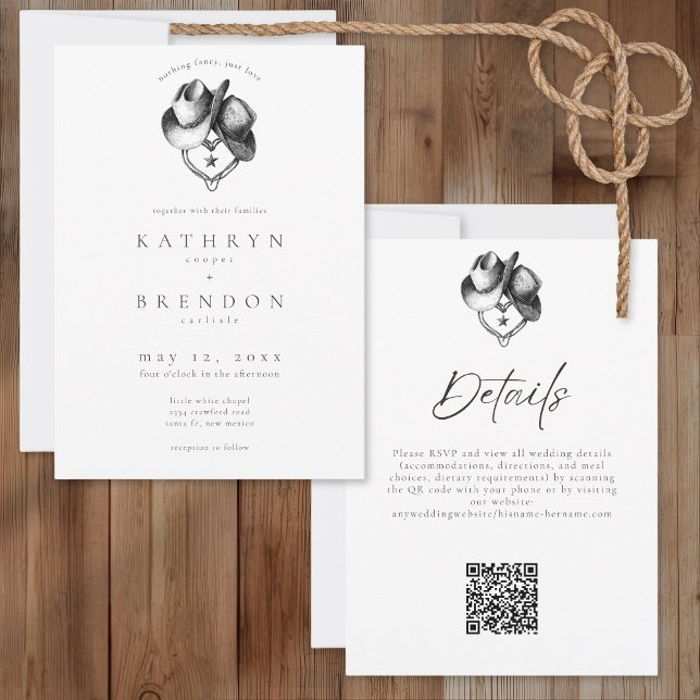 Invitation Nothing Fancy Just Love Western Hat Rustic Wedding (Créateur téléchargé)