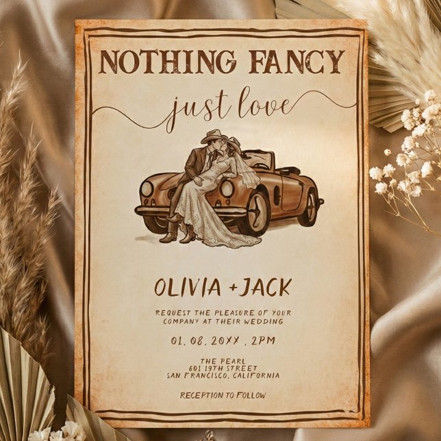 Invitation Nothing Fancy Just Love Western Rustic Wedding   (Créateur téléchargé)