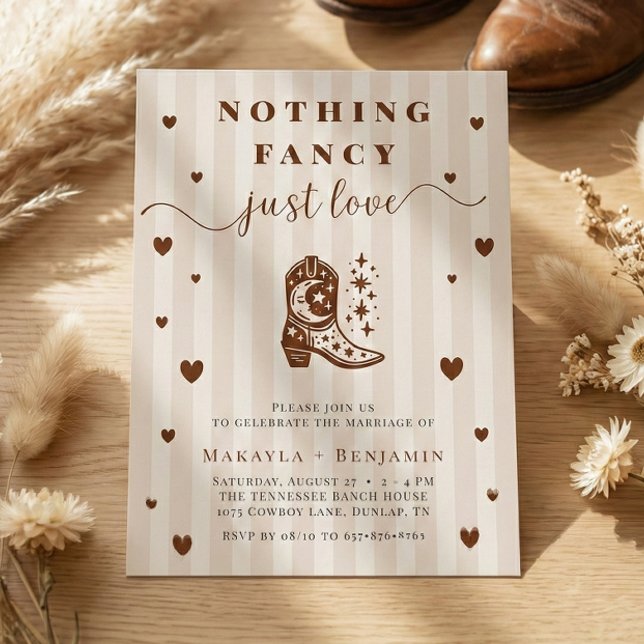 Invitation Nothing Fancy Just Love Western Rustic Wedding (Créateur téléchargé)