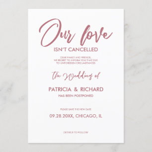 Invitation Notre amour n'est pas annulé Report de mariage