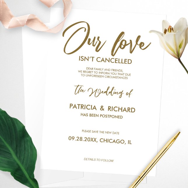 Invitation Notre amour n'est pas annulé Report du mariage (Créateur téléchargé)