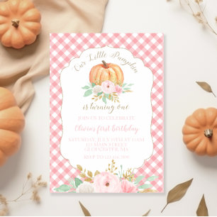 Invitation Notre anniversaire de Little Citrouille fleuri et