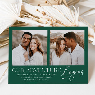 Invitation Notre aventure commence Fiançailles photo Faire-pa