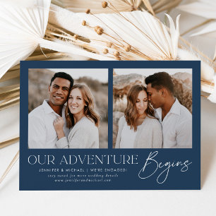 Invitation Notre aventure commence Fiançailles photo Faire-pa