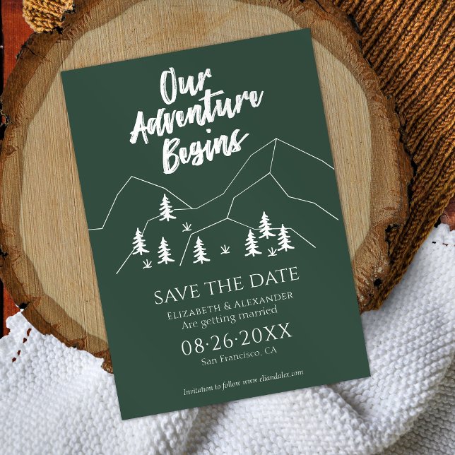 Invitation Notre Aventure Commence Le Mariage Forestier Écono (Créateur téléchargé)