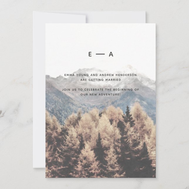 Invitation Notre aventure commence Nature Montagne Pine Scène (Devant)