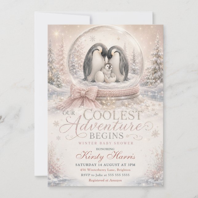Invitation Notre aventure la plus cool commence Baby Shower d (Devant)