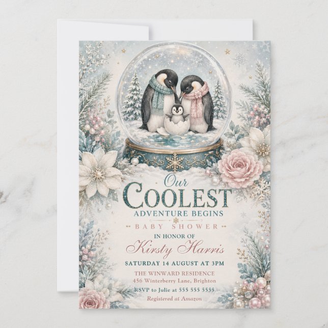 Invitation Notre aventure la plus cool commence Baby Shower d (Devant)