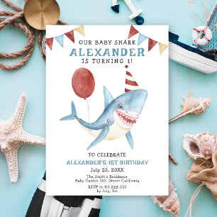 Invitation Notre Baby Shark 1er Anniversaire Sous La Mer