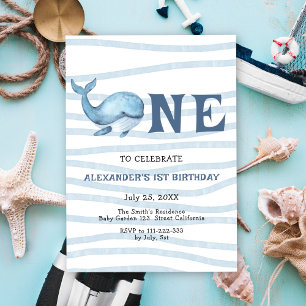 Invitation Notre Bébé Baleine 1er Anniversaire sous la mer