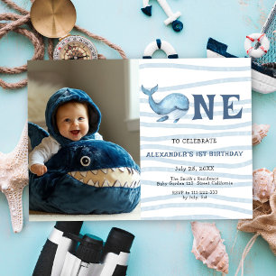 Invitation Notre Bébé Baleine 1er Anniversaire sous la mer