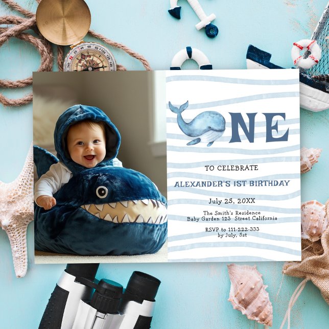 Invitation Notre Bébé Baleine 1er Anniversaire sous la mer (Créateur téléchargé)