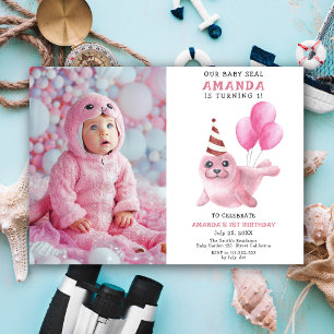 Invitation Notre bébé phoque fête d'anniversaire 1ère année r