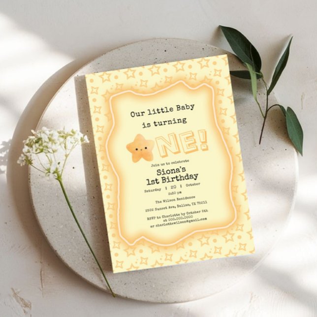 Invitation Notre Bébé tourne une étoile mignonne 1er annivers (Créateur téléchargé)