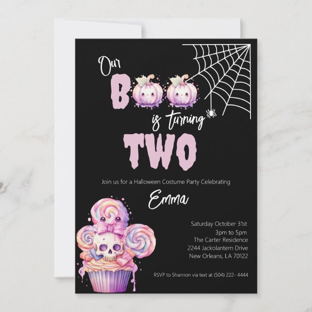 Invitation Notre Boo tourne deux Halloween 2e anniversaire (Devant)