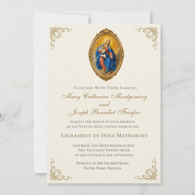 Invitation Notre-Dame de Pompei Mariage Catholique de Messe d (Devant)