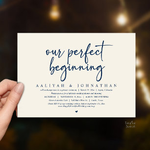 Invitation Notre début parfait, fête de mariage intime