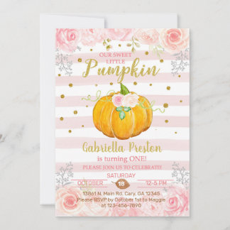 Invitation Notre doux petit citrouille 1er premier anniversai