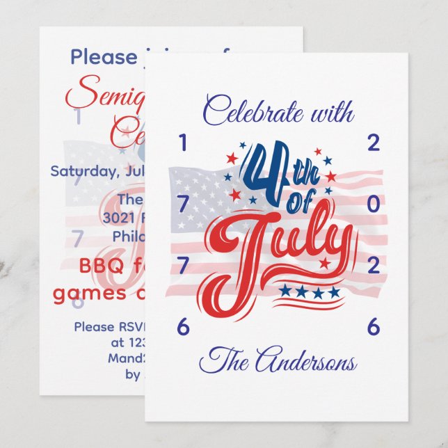 Invitation Notre Drapeau Américain de la Célébration du Semiq (Devant / Derrière)