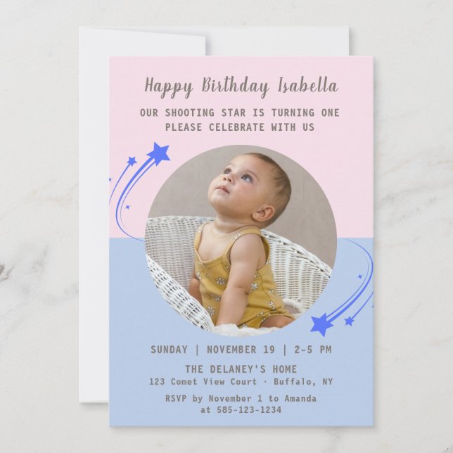 Invitation Notre étoile tournante devient un anniversaire (Devant)