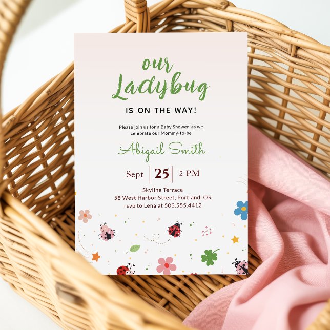 Invitation Notre Fête de Bébé Coccinelle Fille (Créateur téléchargé)