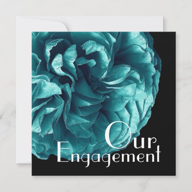 Invitation Notre Fiançailles - Elégant Rose bleu Aqua (Devant)