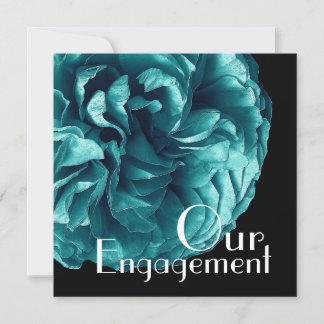 Invitation Notre Fiançailles - Elégant Rose bleu Aqua
