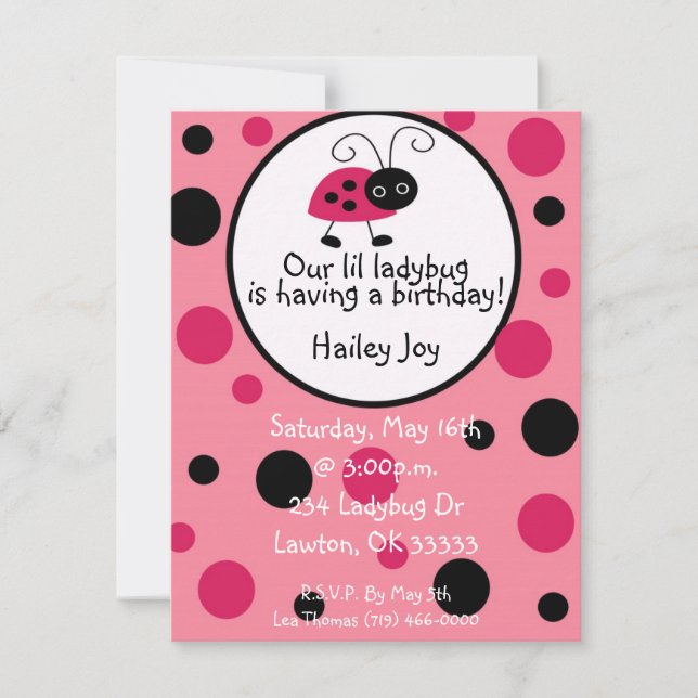 Invitation Notre lil ladybug, a un ... (Devant)