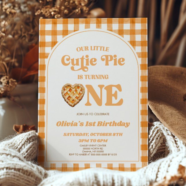 Invitation Notre Little Cutie Pie Retro 1ère fête d'anniversa (Créateur téléchargé)