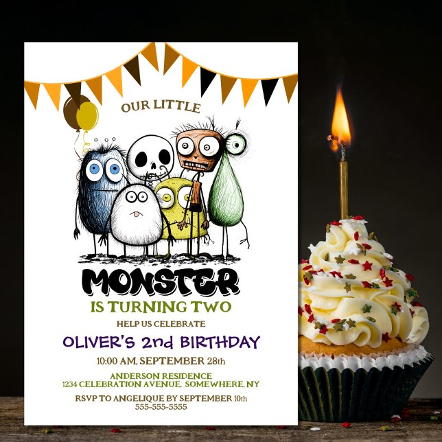 Invitation Notre Little Monster 2e fête d'anniversaire (Créateur téléchargé)