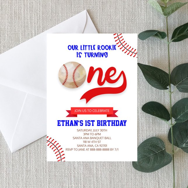 Invitation Notre Little Rookie Baseball ONE 1ère fête d'anniv (Créateur téléchargé)
