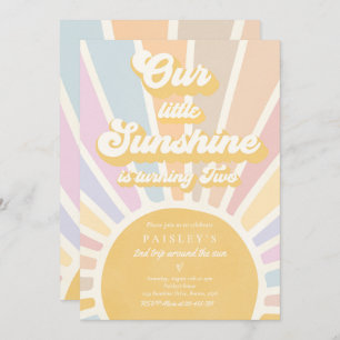 Invitation Notre Little Sunshine 2e fête d'anniversaire Retro