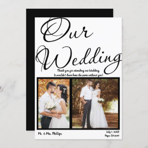 Invitation Notre Mariage Black White Photo Merci