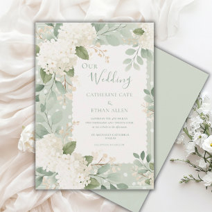 Invitation Notre mariage Hydrangeas blancs Mariage Vintage