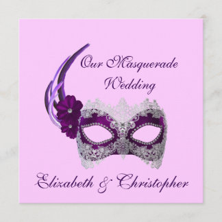 Invitation "Notre mariage masqué" - Masque royal pourpre