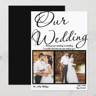Invitation Notre mariage photo noir et blanc image merci