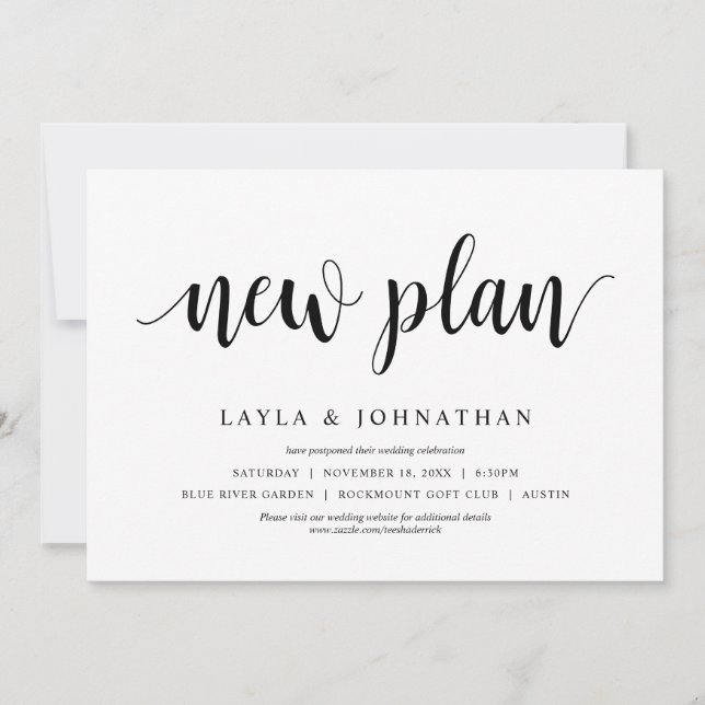 Invitation Notre nouveau plan de mariage change la date (Devant)