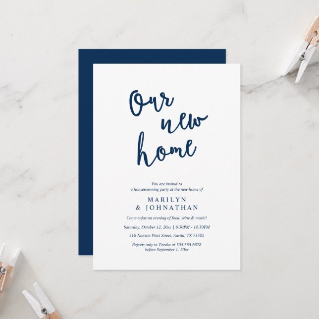 Invitation Notre nouvelle maison, Fête de la Ménage Rustique (Devant/Arrière en situation)