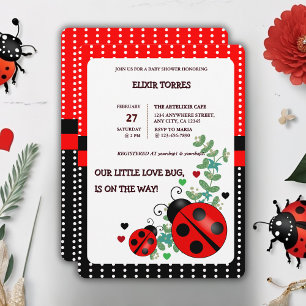 Invitation Notre petit amour Bug rouge Baby shower noir