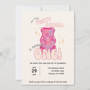 Invitation Notre Petit Animal Gummy Bear 1er Anniversaire