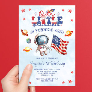Invitation Notre petit astronaute de pétards 1er anniversaire